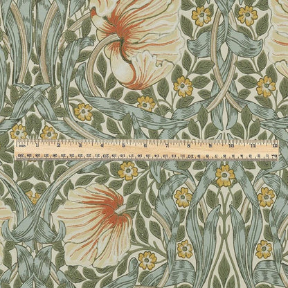 100% LINEN fabric - William Morris Pimpernel mineral - British Victorian flax - sewing upholstery home decor or clothing 3818