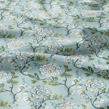 100% LINEN Fabric Chinoiserie Blossom print - modern contemporary print on linen fabric upholstery dress making curtains