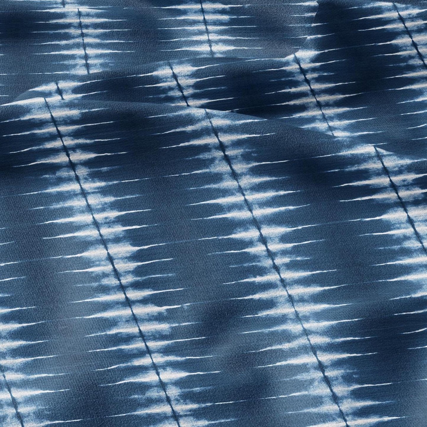 100% LINEN Fabric indigo blue print - Shibori abstract stripe - upholstery curtains dress making 2966
