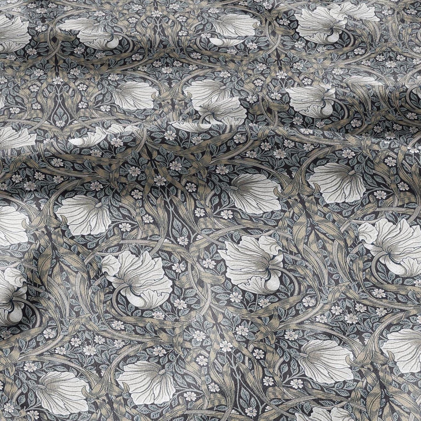 William Morris Pimpernel 100% LINEN Art and Crafts Fabric - Victorian flax fabric - British historical pattern grey green 2979GB