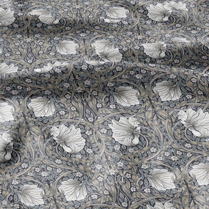 William Morris Pimpernel 100% LINEN Art and Crafts Fabric - Victorian flax fabric - British historical pattern grey green 2979GB