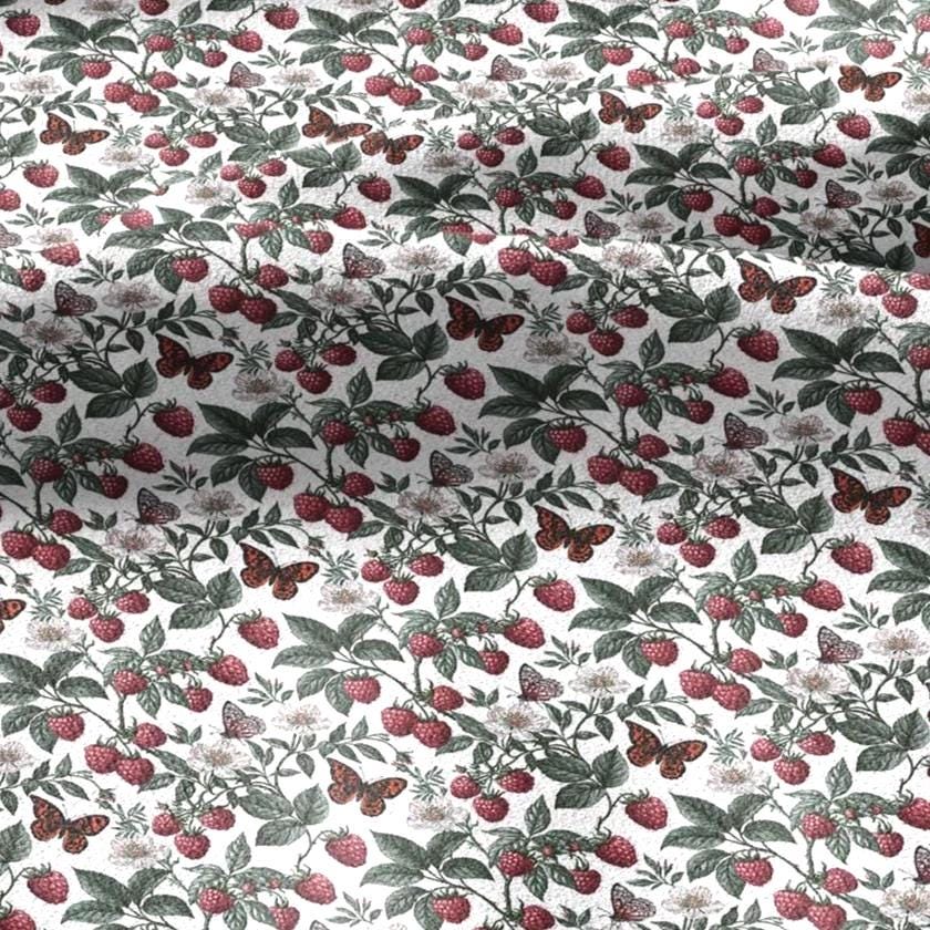 100% LINEN Fabric with raspberry field print -  - linen fabric upholstery home decor dressmaking 3729