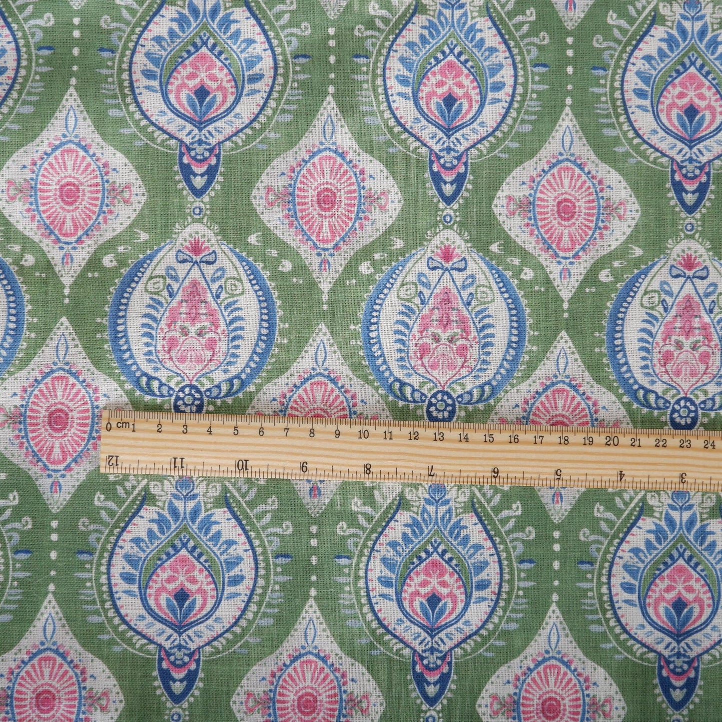 100% linen Vintage Green Paisley Print fabric for Curtain Upholstery Cushion - Vintage Indian block print fabric for dress making sewing