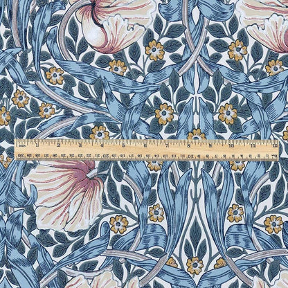 100% LINEN fabric - William Morris Pimpernel mineral - British Victorian flax - sewing upholstery home decor or clothing 3819