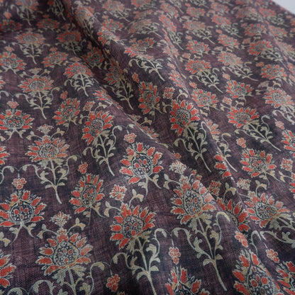 100% LINEN Fabric in floral block print - botanical linen fabric for upholstery home decor curtains dress making pillowcases 2348