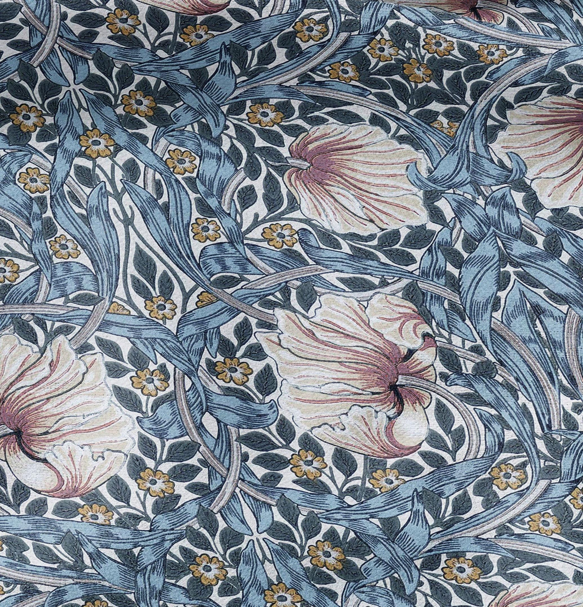 100% LINEN fabric - William Morris Pimpernel mineral - British Victorian flax - sewing upholstery home decor or clothing 3819