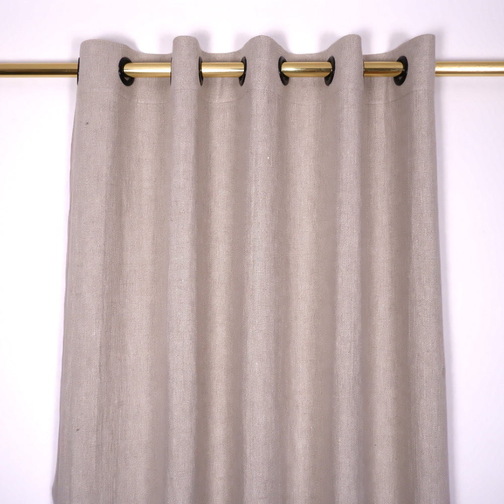 Twill oatmeal linen curtain - grommet header