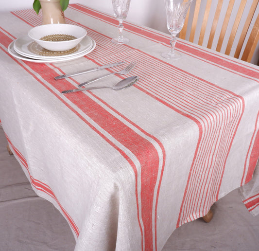 Village Red - linen tablecloth