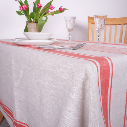 Village Red - linen tablecloth