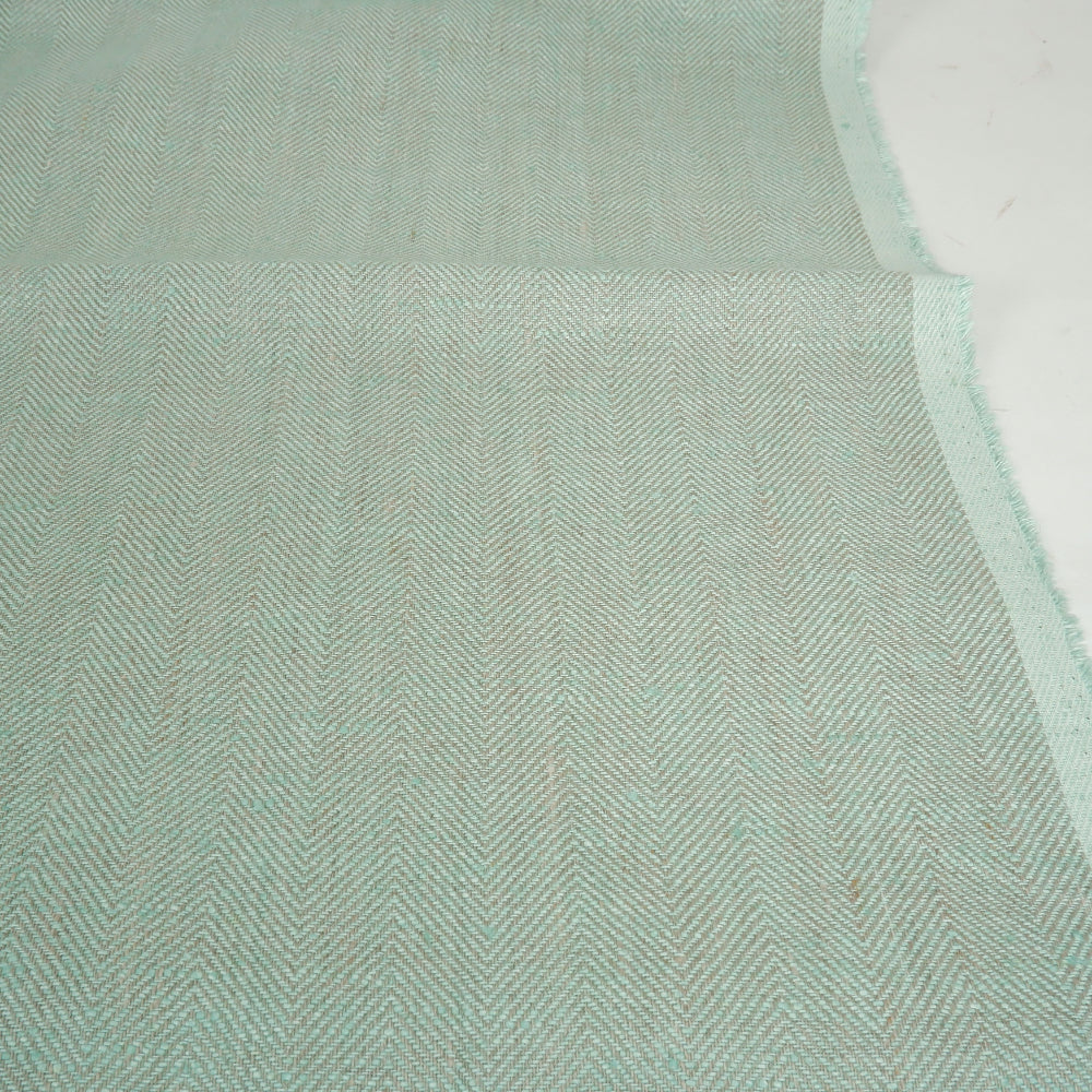 Herringbone - mint&natural - Heavy linen fabric - T016H