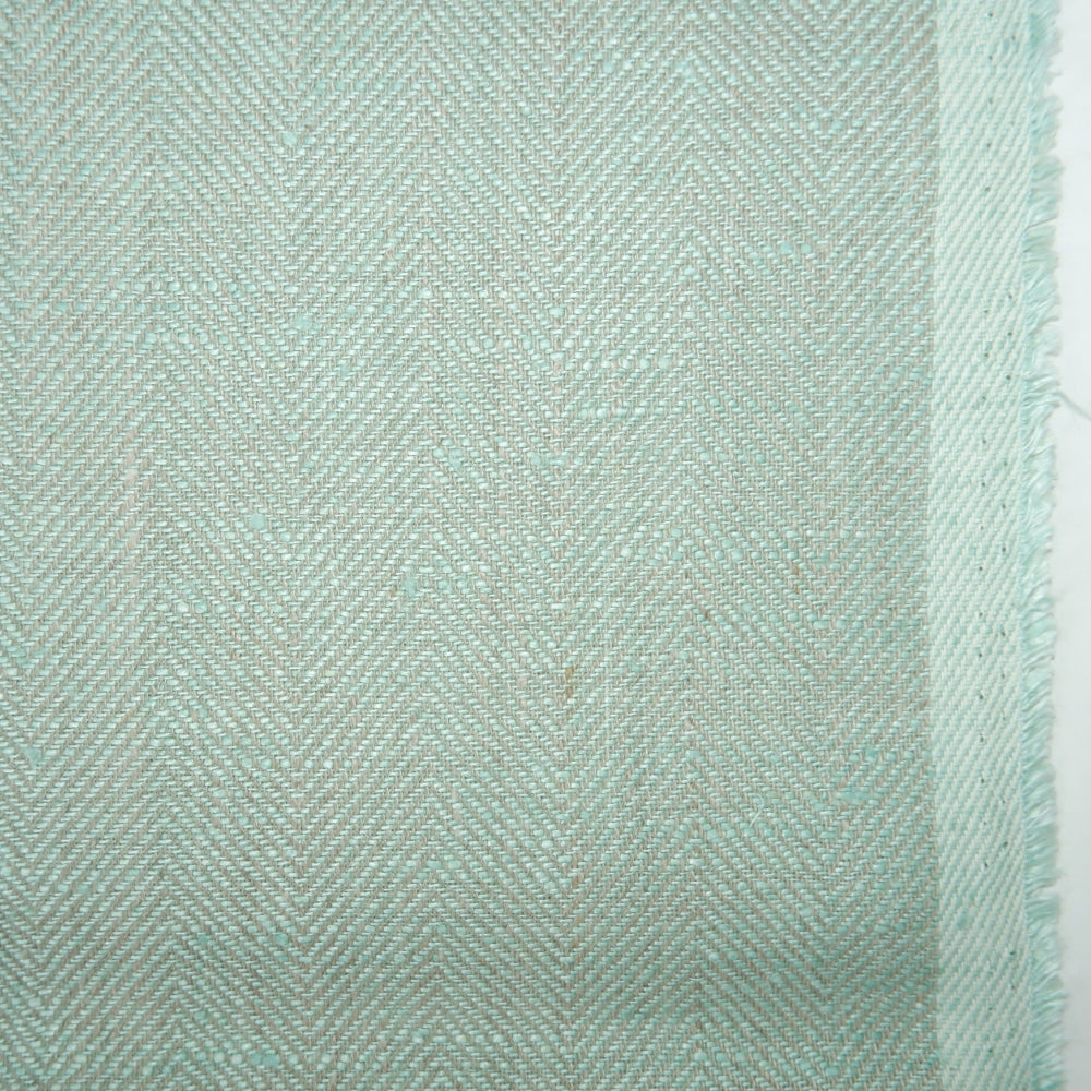 Herringbone - mint&natural - Heavy linen fabric - T016H