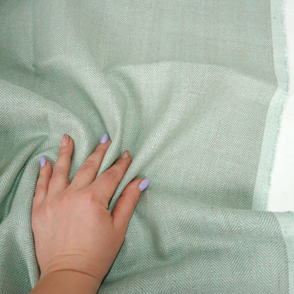 Herringbone - mint&natural - Heavy linen fabric - T016H