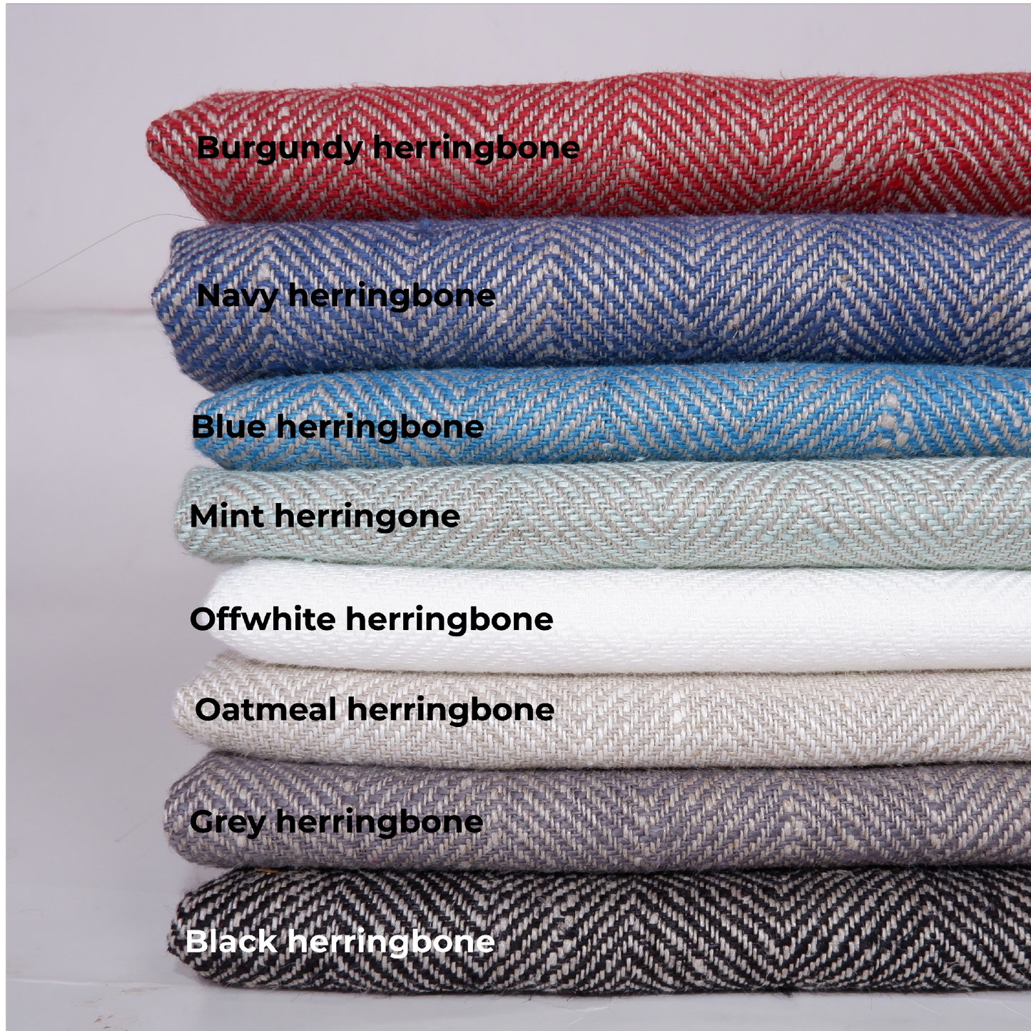 Herringbone - Navy&natural - Heavy linen fabric - T019H