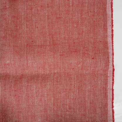 Herringbone - Burgundy&natural - Heavy linen fabric - T018H