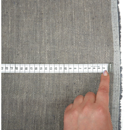 Herringbone - Burgundy&natural - Heavy linen fabric - T018H