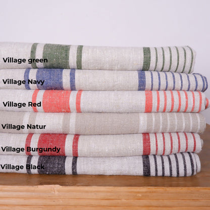 Round linen  tablecloth - Village navy