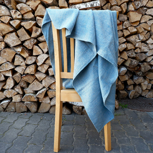 Herringbone Blue - linen blanket