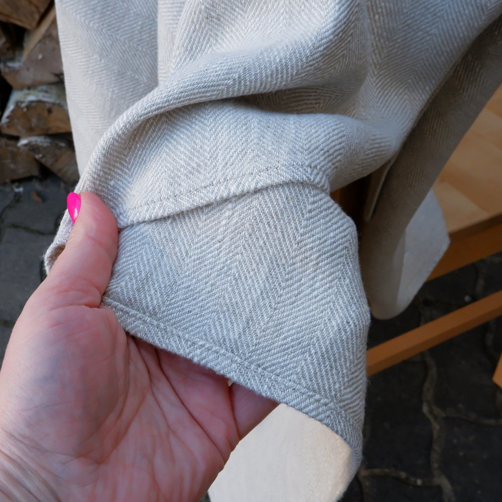 Herringbone Blue - linen blanket