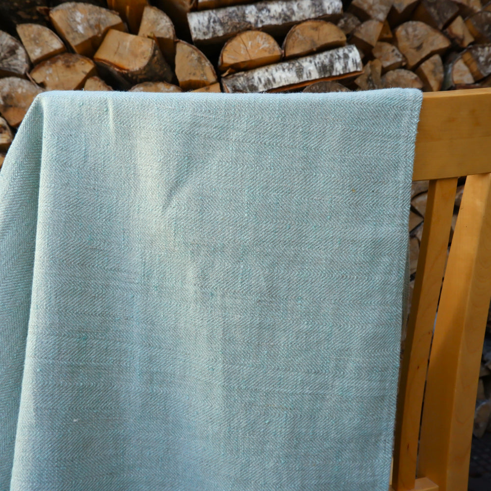 Herringbone Blue - linen blanket