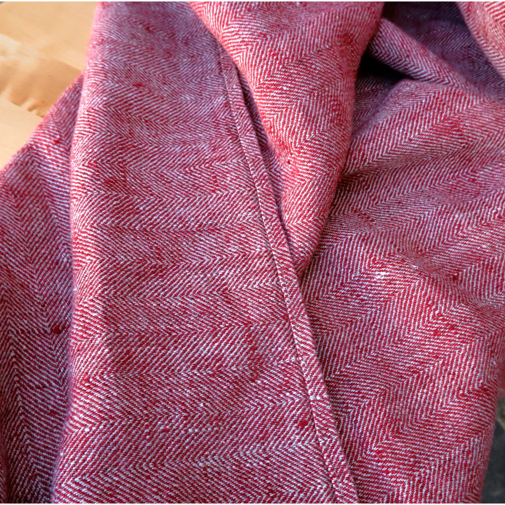 Herringbone Burgundy - linen blanket