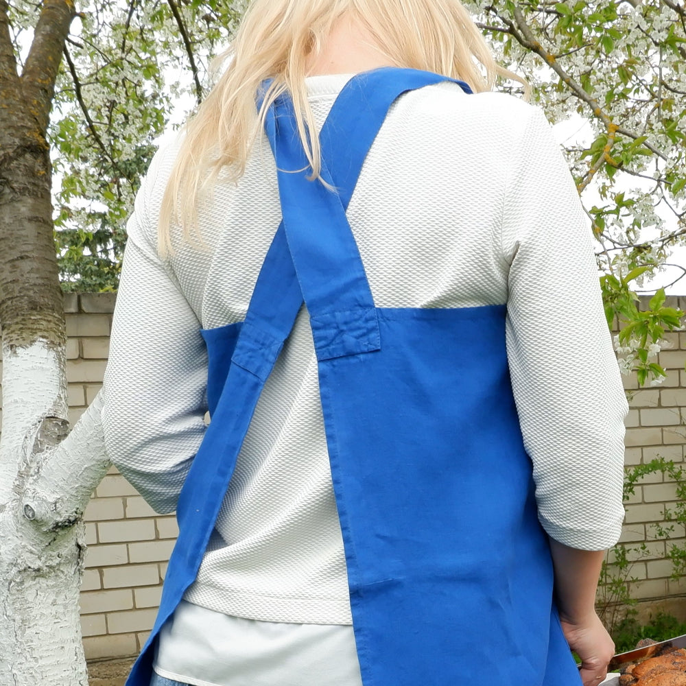 Vivid blue - linen pinafore  apron