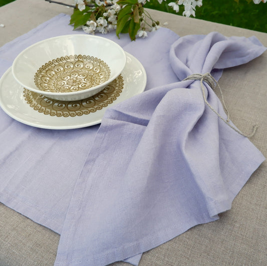 Pale purple - linen napkin - solid color -  washed