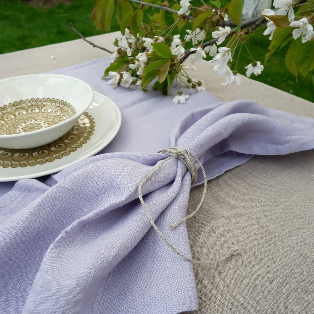 Pale purple - linen napkin - solid color -  washed