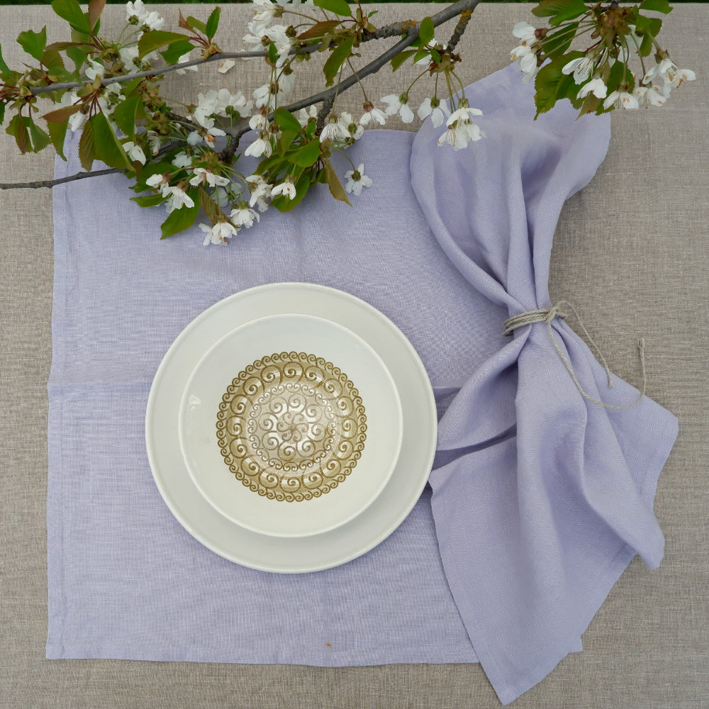 Pale purple - linen napkin - solid color -  washed