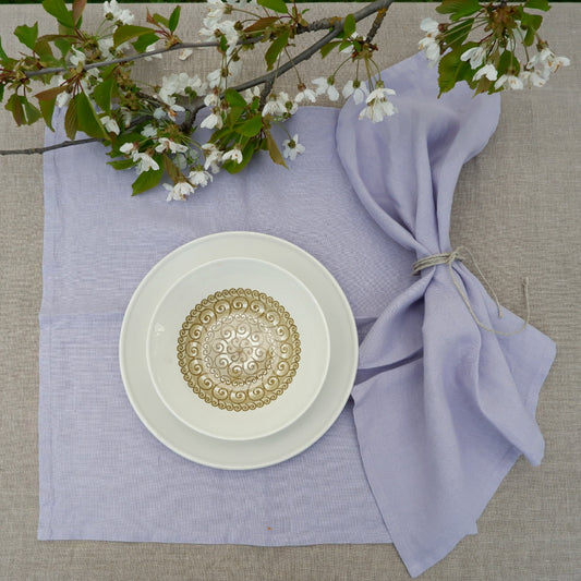 Pale purple - linen napkin - solid color -  washed