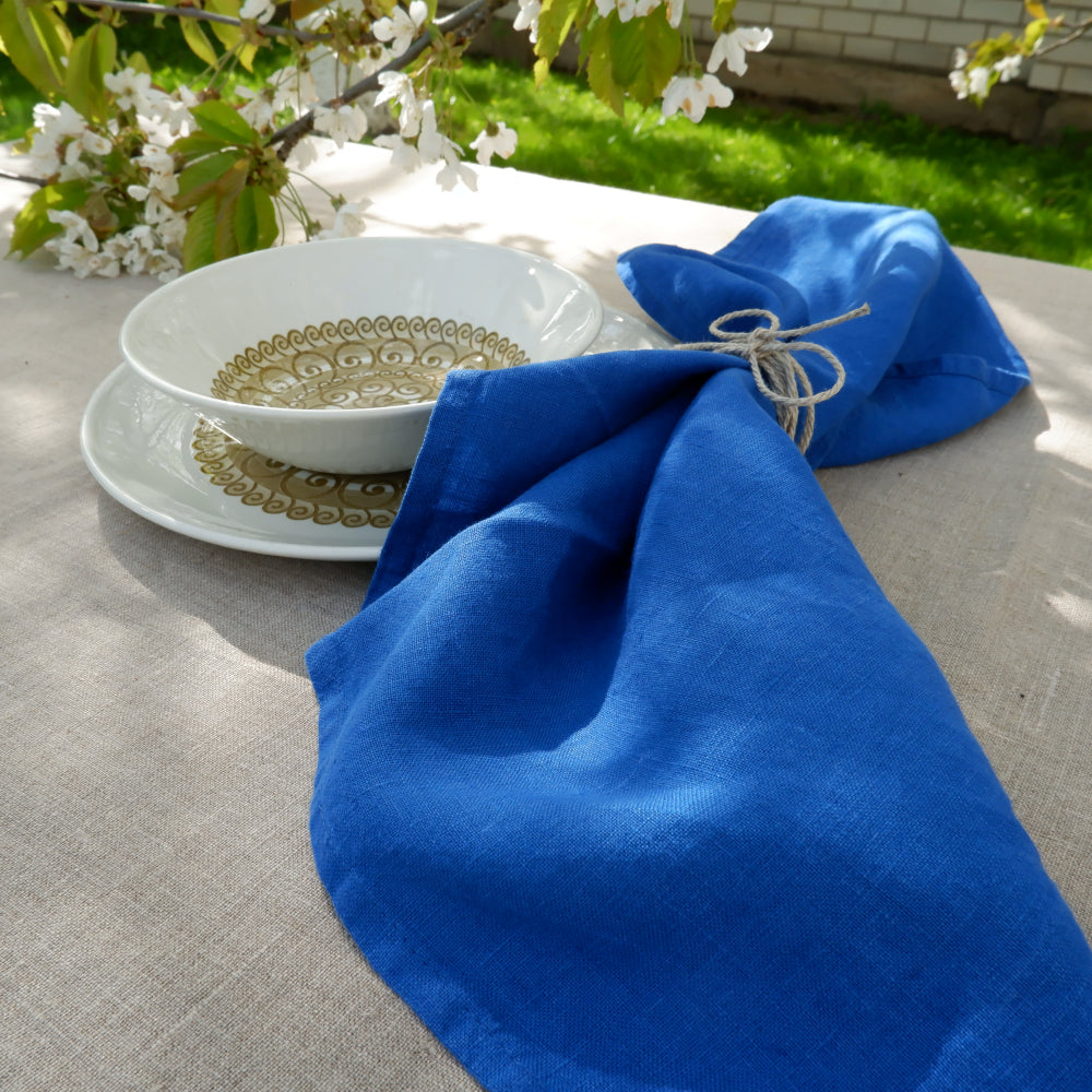 Pale green - linen napkin - solid color -  washed