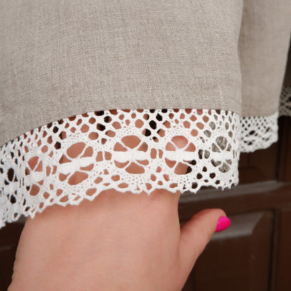 Kitchen valance curtains - Offwhite with natural lace