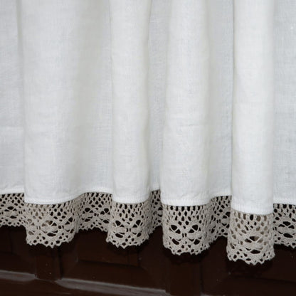 Kitchen valance curtains - Offwhite with natural lace