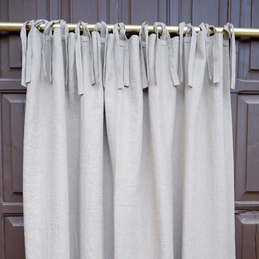 Natural linen curtains - with ties and cotton lining