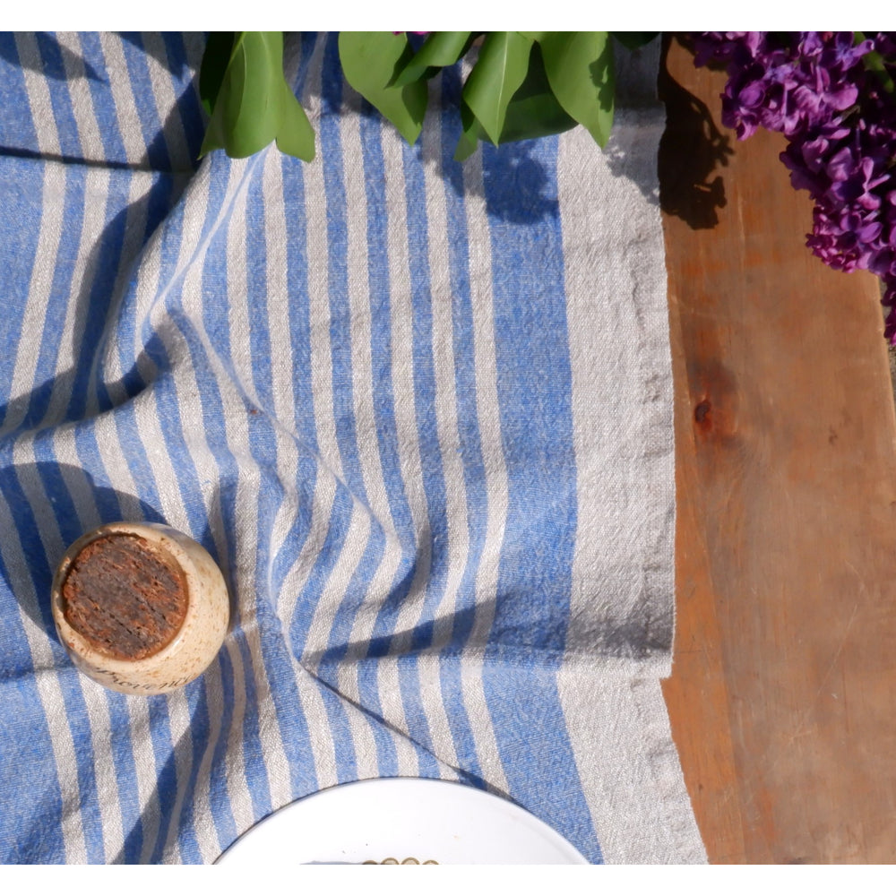 Blue  - linen table runner - Provence