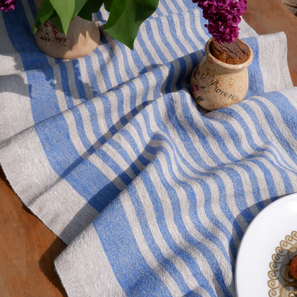 Blue  - linen table runner - Provence