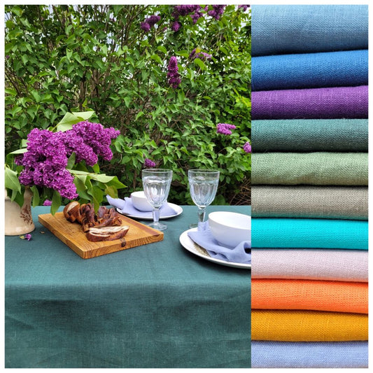 Linen tablecloth - forest green
