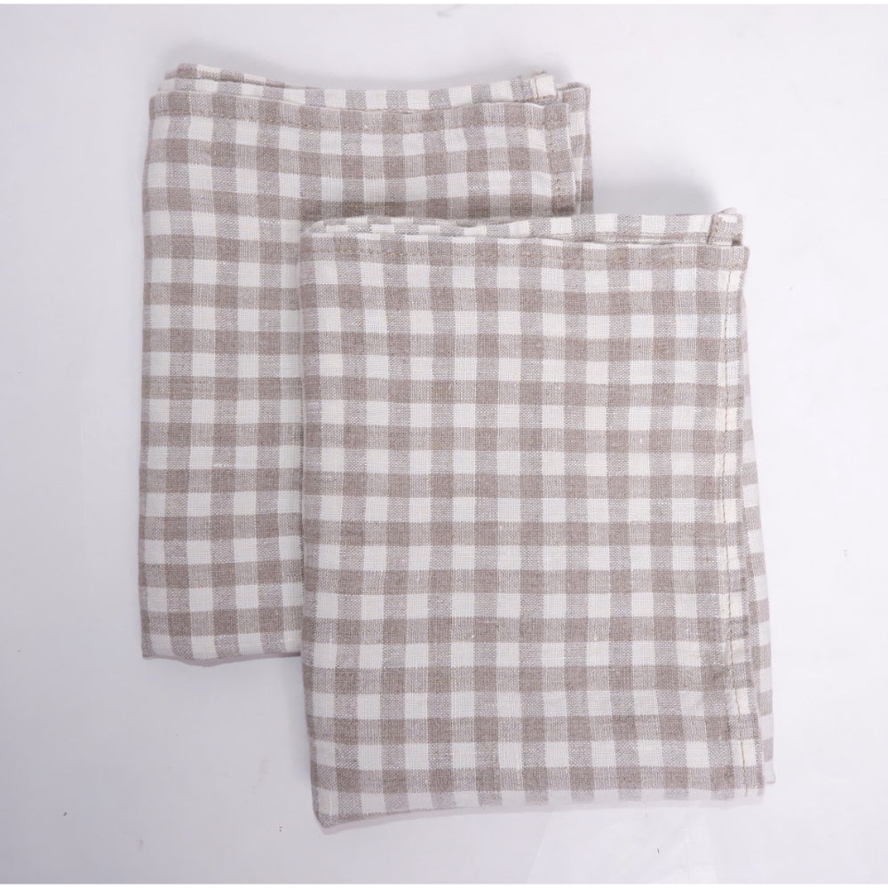 Natural checks - linen kitchen towel