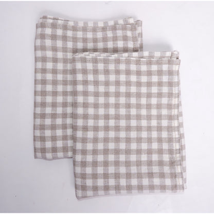 Natural checks - linen kitchen towel