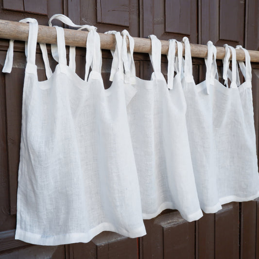 Kitchen valance curtains - Offwhite with ties