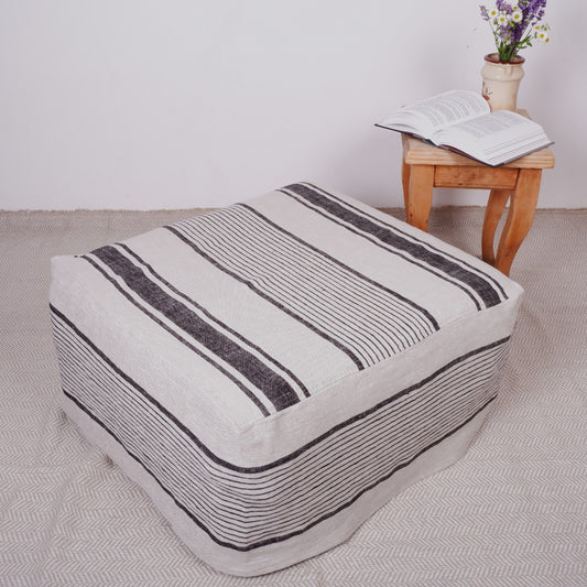 Linen ottoman slipcover - Village black