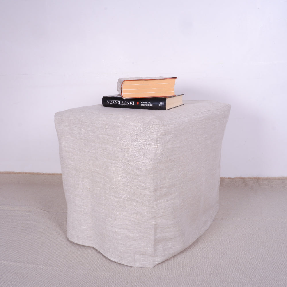 Linen ottoman slipcover - Oatmeal