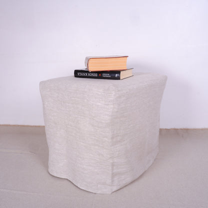 Linen ottoman slipcover - Oatmeal