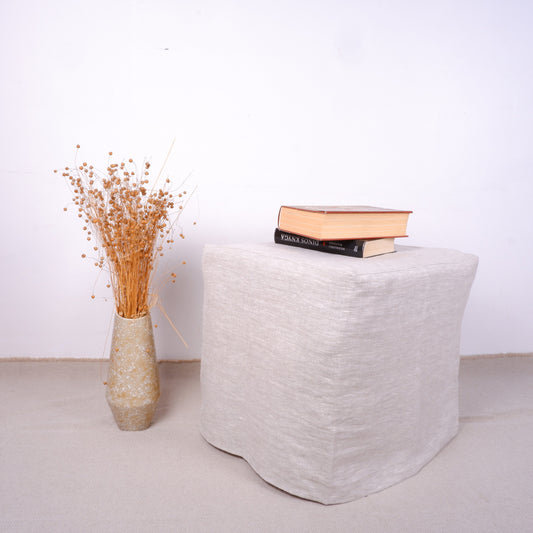 Linen ottoman slipcover - Oatmeal