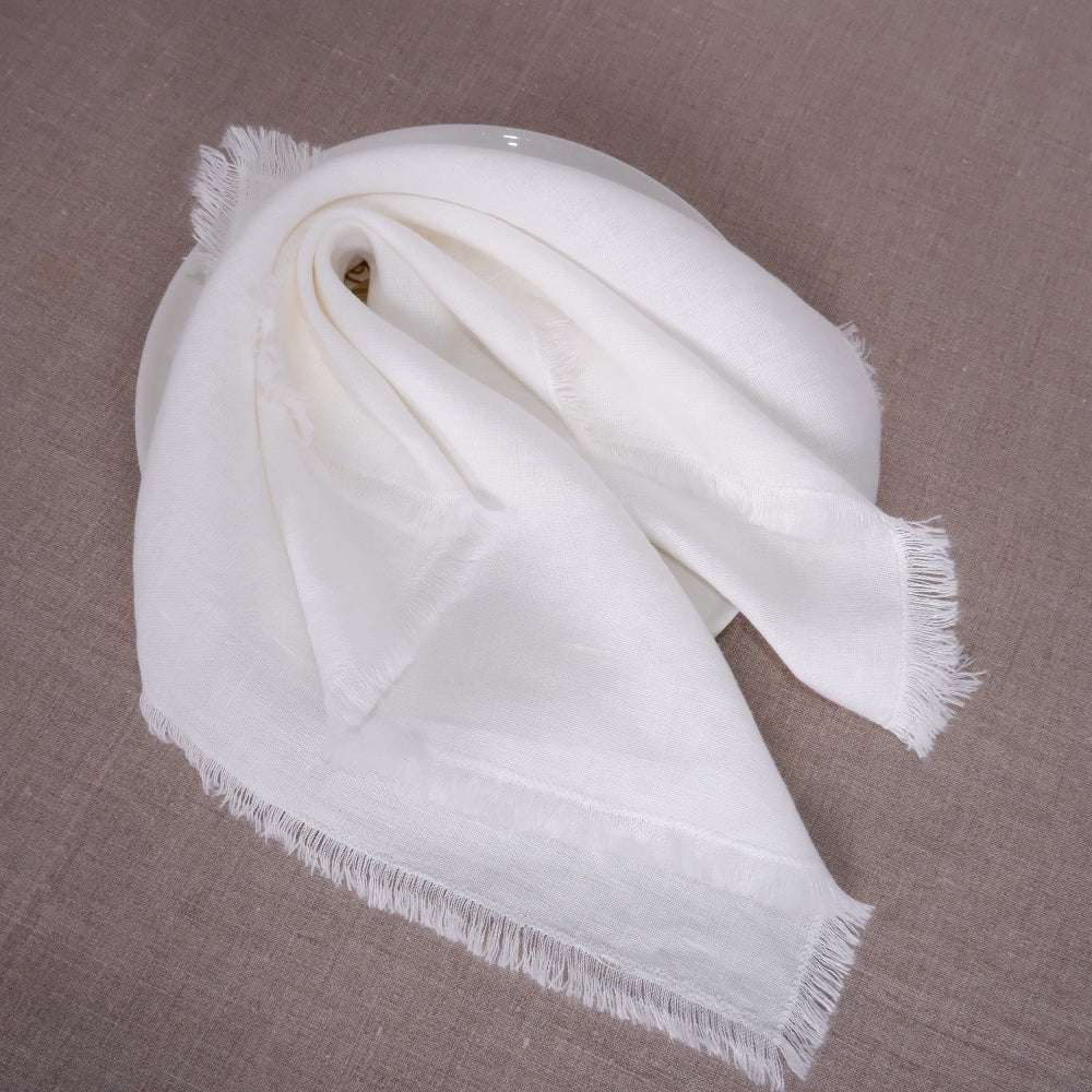 Offwhite linen napkin - frayed edges