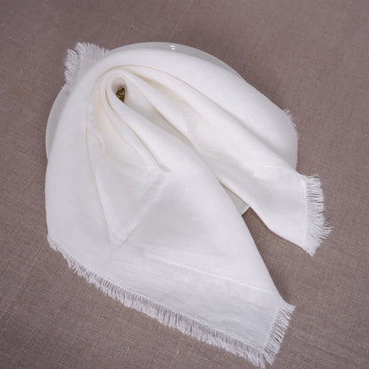 Offwhite linen napkin - frayed edges