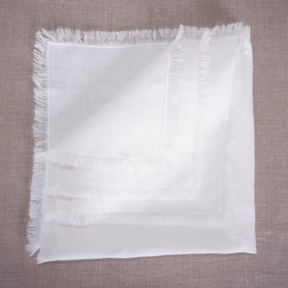 Offwhite linen napkin - frayed edges