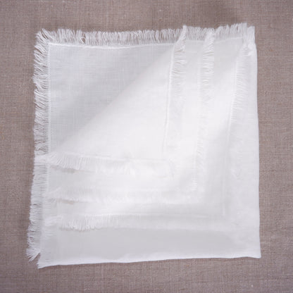 Offwhite linen napkin - frayed edges