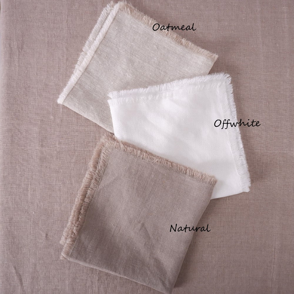 Offwhite linen napkin - frayed edges