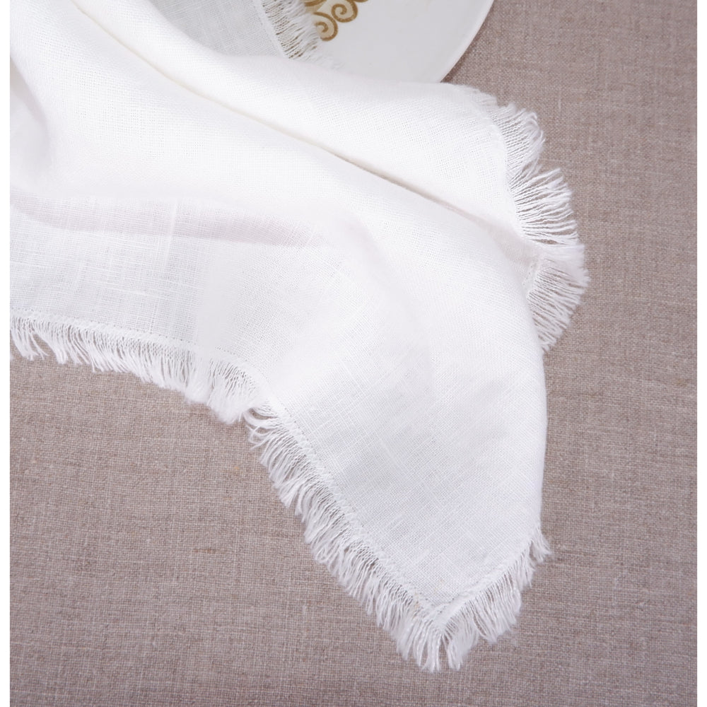 Offwhite linen napkin - frayed edges