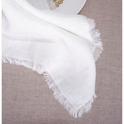 Offwhite linen napkin - frayed edges